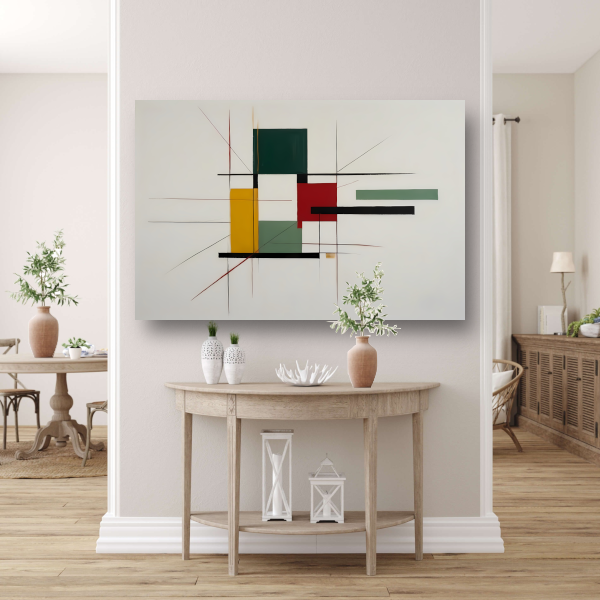 Abstracte primaire kleuren en strakke lijnen canvas