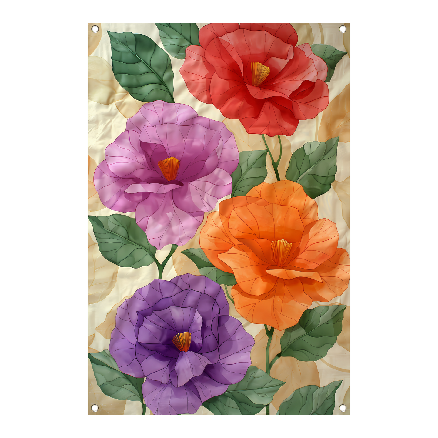Kunstzinnig ontwerp van kleurrijke bloemen tuinposter