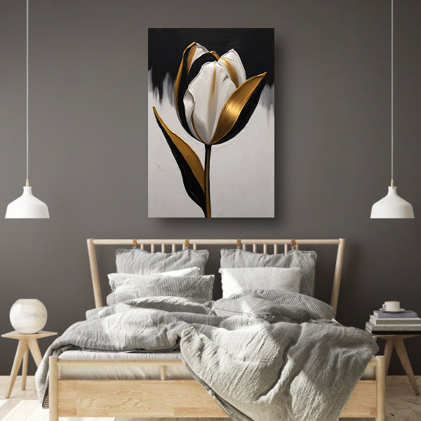 Gouden Accenten op Monochrome Tulp poster