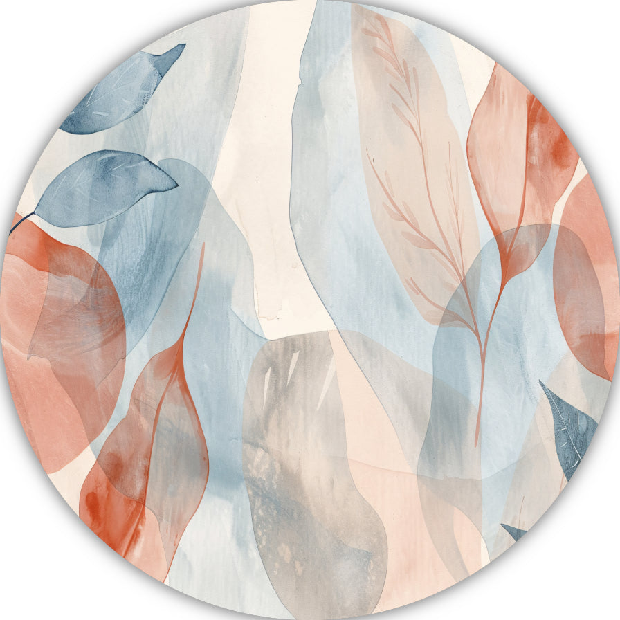 Zachte Abstracte Waterverf met Bladeren forex muurcirkel