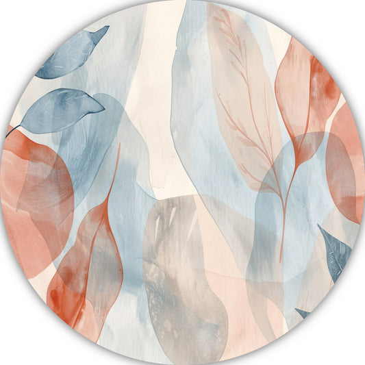 Zachte Abstracte Waterverf met Bladeren aluminium muurcirkel