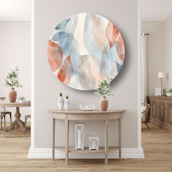 Zachte Abstracte Waterverf met Bladeren forex muurcirkel