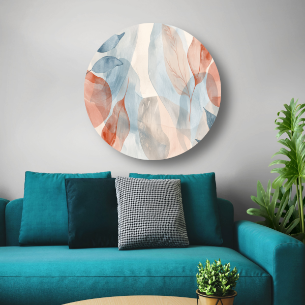 Zachte Abstracte Waterverf met Bladeren forex muurcirkel