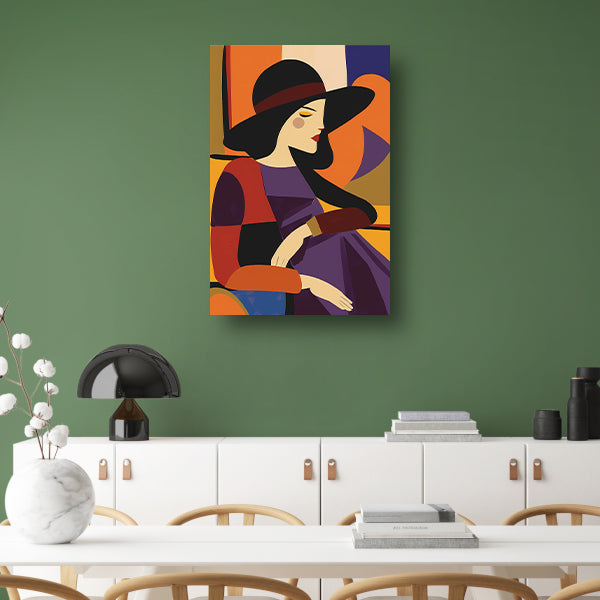 Portret van vrouw in geometrische stijl canvas