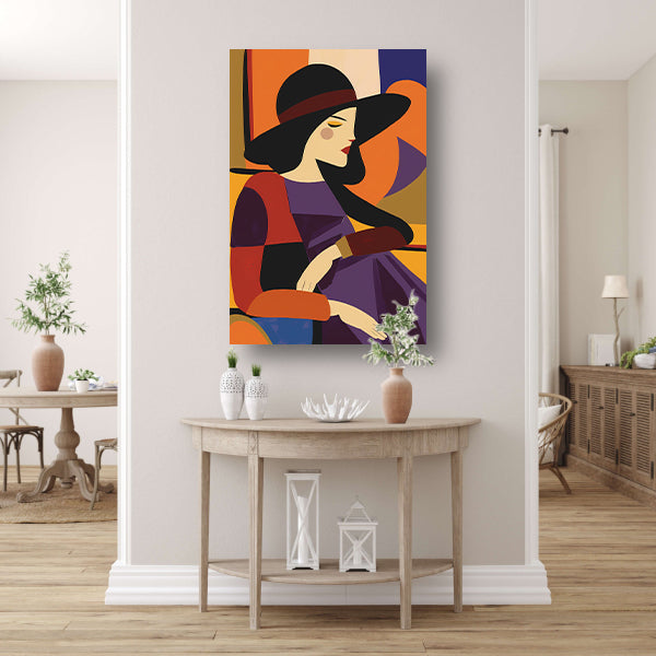 Portret van vrouw in geometrische stijl canvas