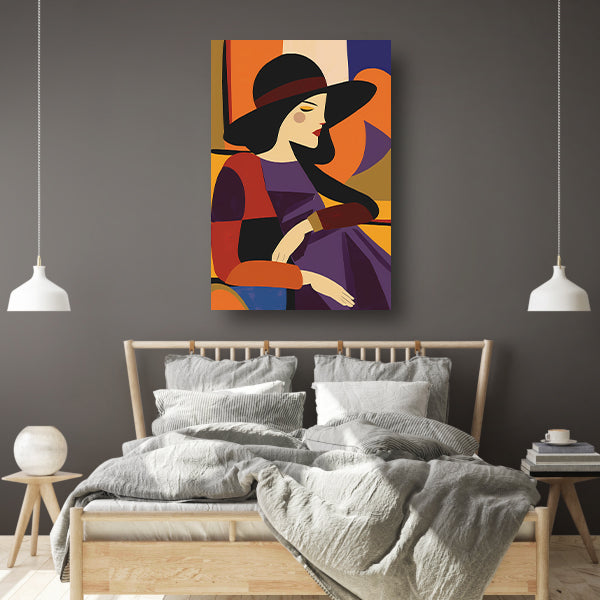Portret van vrouw in geometrische stijl canvas