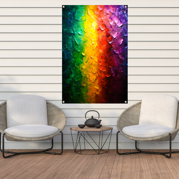 Kleurrijke abstracte textuur met regenboogpalet tuinposter