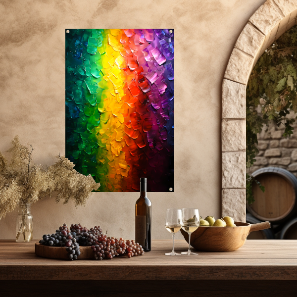 Kleurrijke abstracte textuur met regenboogpalet tuinposter