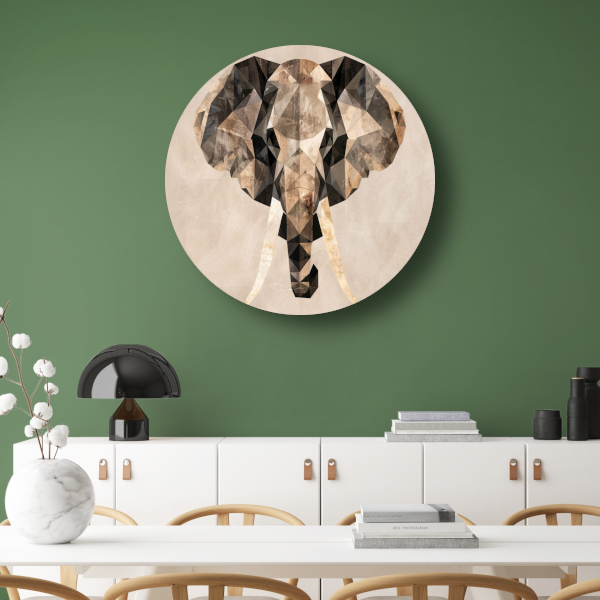 Abstracte Olifant in Geometrische Sepiatonen forex muurcirkel