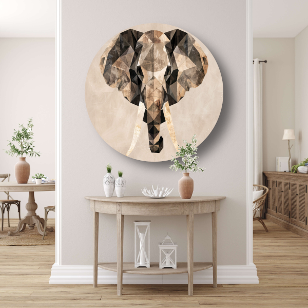 Abstracte Olifant in Geometrische Sepiatonen forex muurcirkel