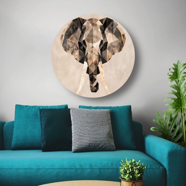 Abstracte Olifant in Geometrische Sepiatonen forex muurcirkel