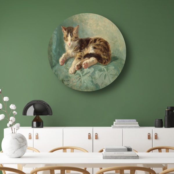 Katten dutje - Henriëtte Ronner-Knip aluminium muurcirkel