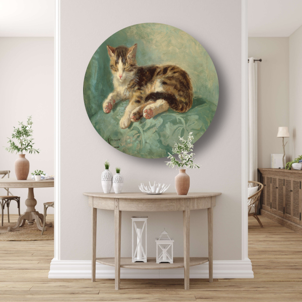 Katten dutje - Henriëtte Ronner-Knip aluminium muurcirkel