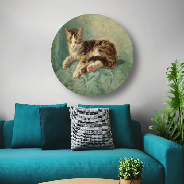 Katten dutje - Henriëtte Ronner-Knip aluminium muurcirkel