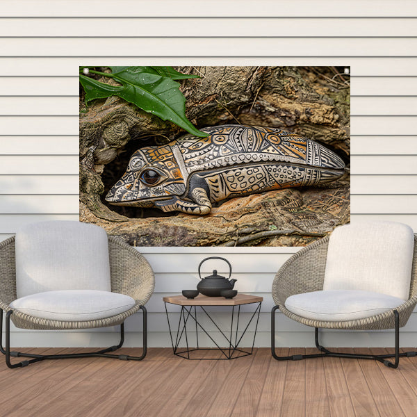 Kameleon op boomtak tuinposter