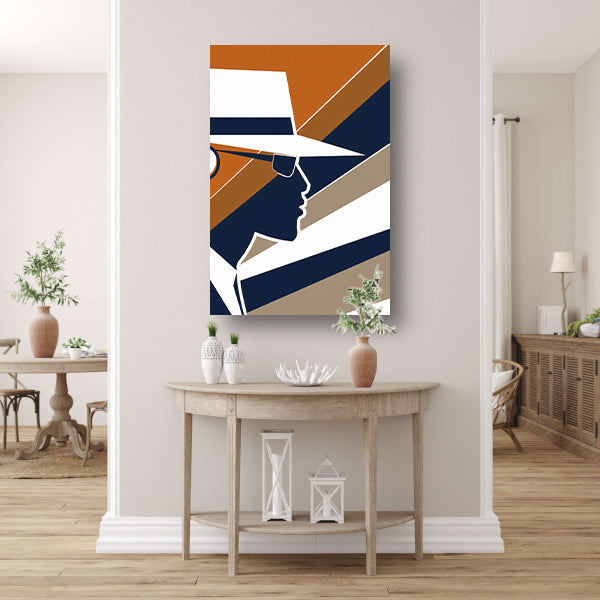 Art Deco Silhouet van Man met Hoed canvas