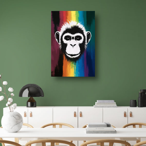 Abstracte aap met regenboog achtergrond poster