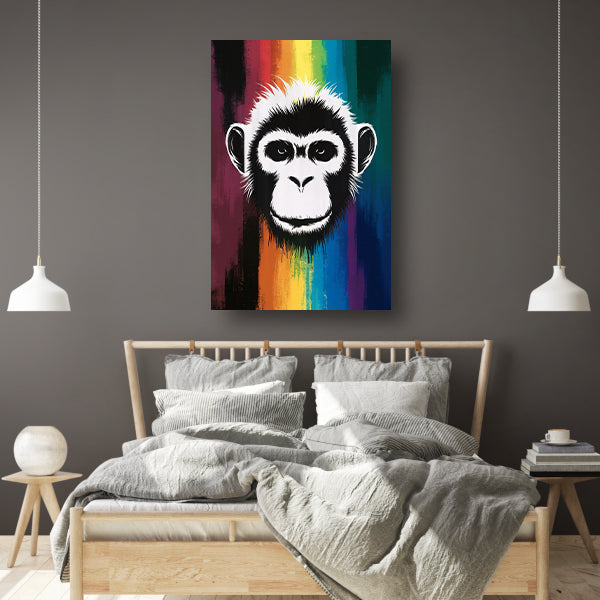 Abstracte aap met regenboog achtergrond poster