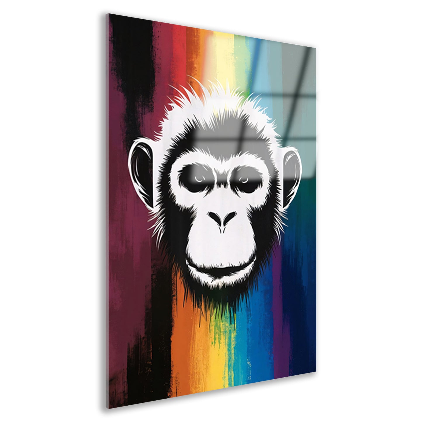 Abstracte aap met regenboog achtergrond acrylglas