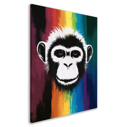 Abstracte aap met regenboog achtergrond canvas