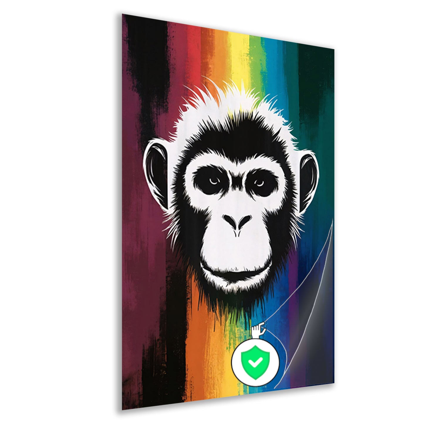 Abstracte aap met regenboog achtergrond poster