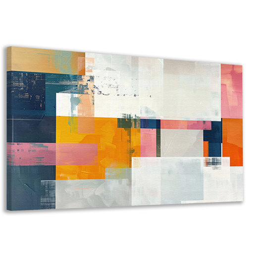 Abstract geometrisch schilderij met felle kleuren canvas