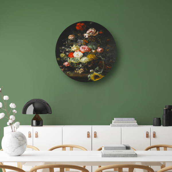 Bloemstilleven - Rachel Ruysch aluminium muurcirkel