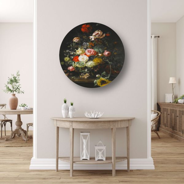 Bloemstilleven - Rachel Ruysch aluminium muurcirkel