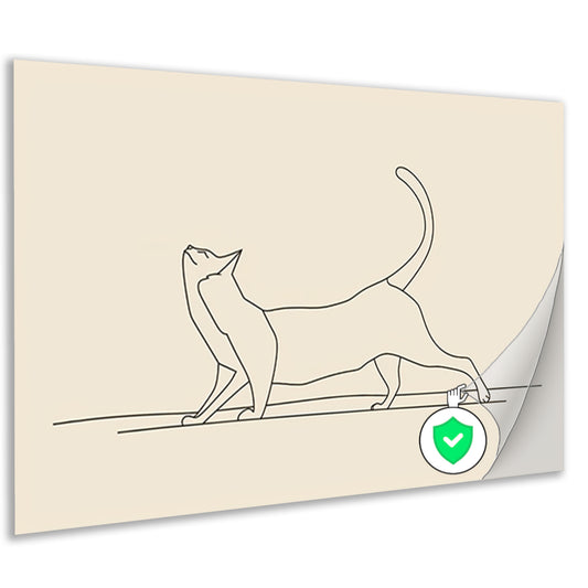 Sierlijke kat in minimalistische lijntekening poster