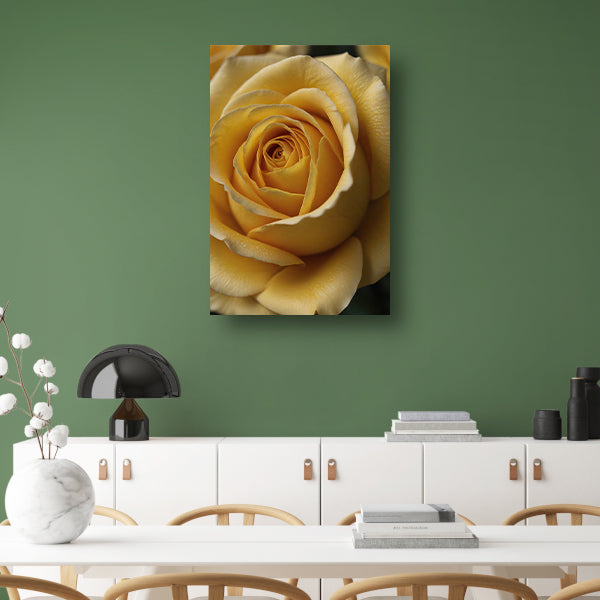 Close-up Gele Roos met Dauwdruppels canvas