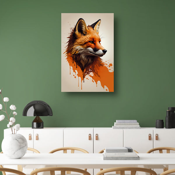 Abstracte Kleurrijke Vos in Moderne Kunst canvas met baklijst
