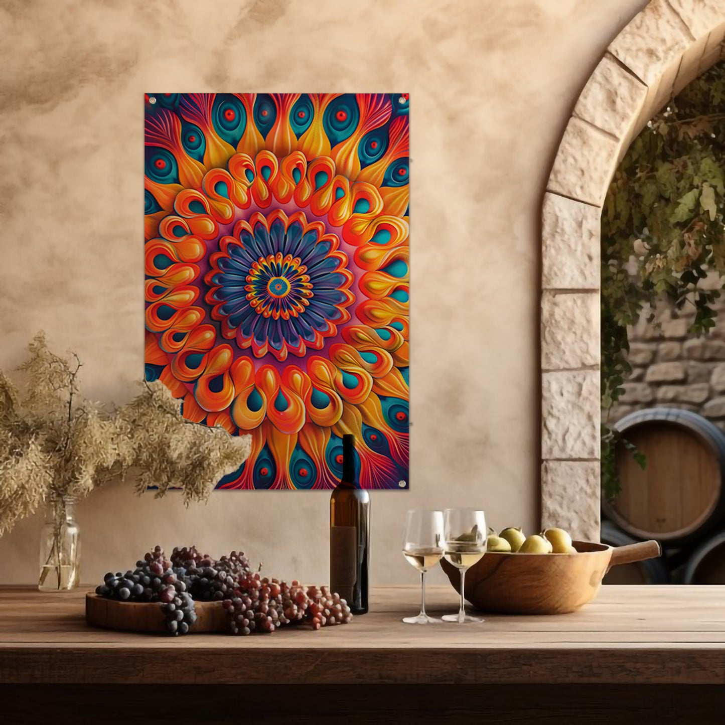 Kleurrijk Mandala met Bloem in het Midden tuinposter
