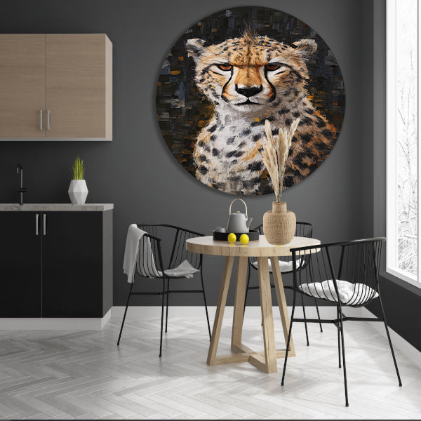 Abstracte Weergave van een Cheetah in Beweging aluminium muurcirkel