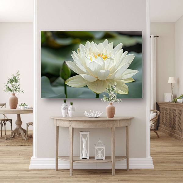 Close-up van een serene witte lotus acrylglas