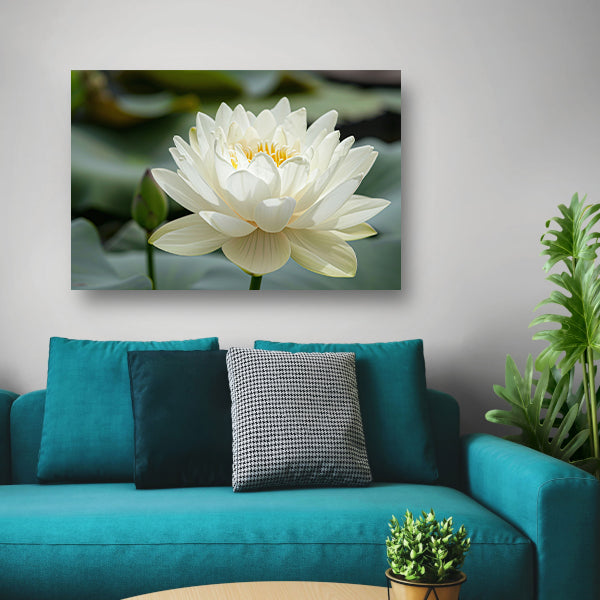 Close-up van een serene witte lotus acrylglas