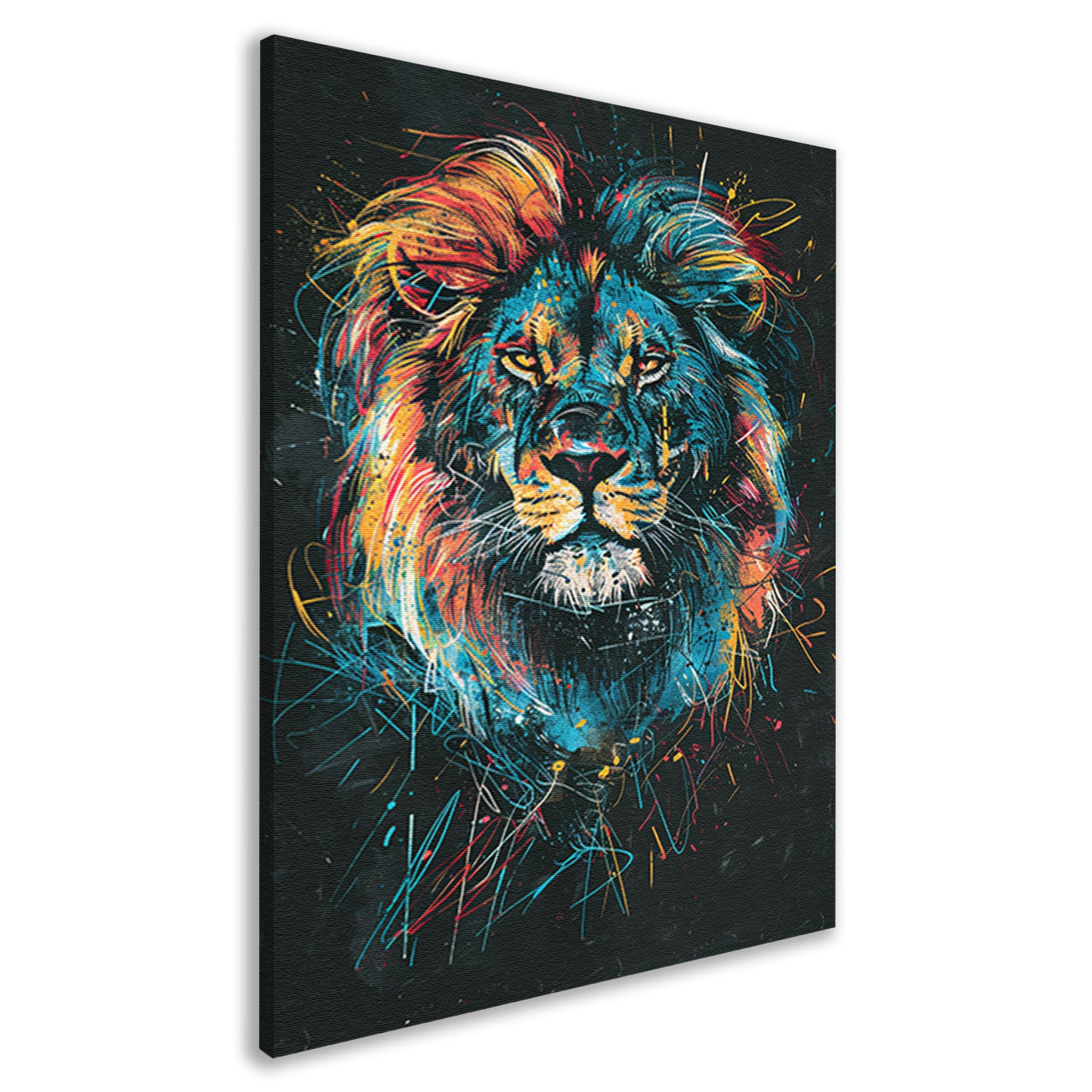 Abstract kleurenportret van een leeuw canvas
