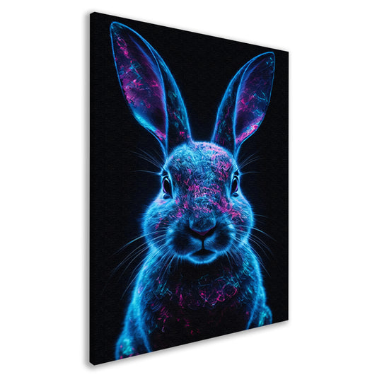 Neon verlicht konijn in digitale kunst canvas