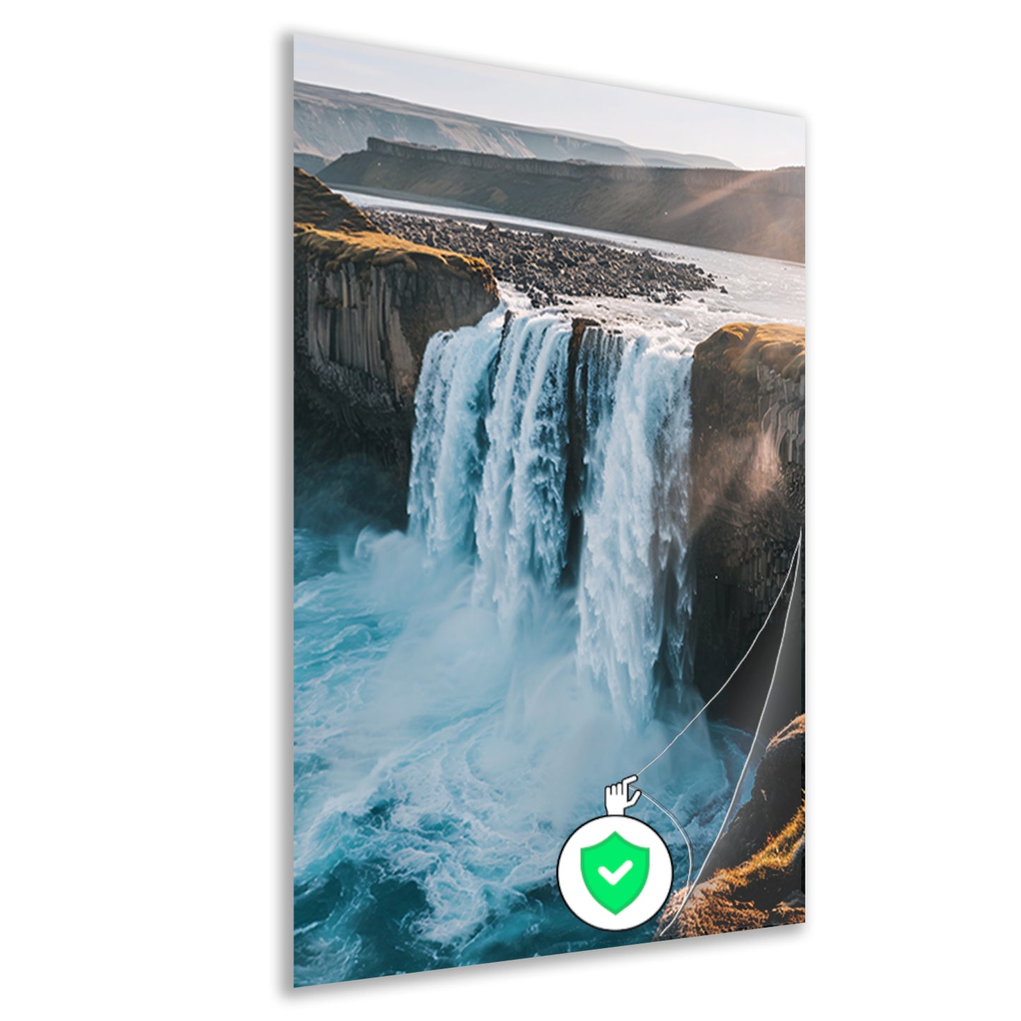 Majestueuze waterval in rotsachtig landschap poster