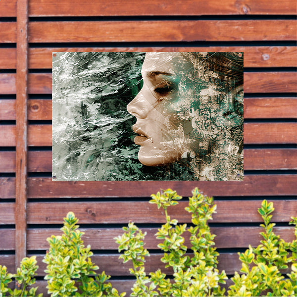 Abstract Gezicht met Dynamische Texturen tuinposter