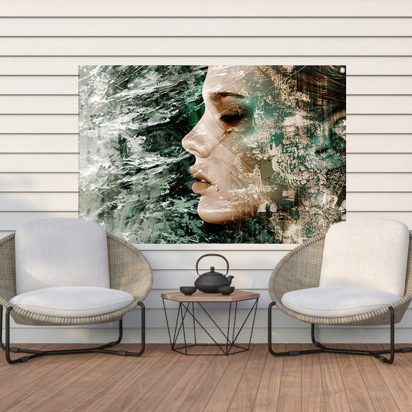 Abstract Gezicht met Dynamische Texturen tuinposter