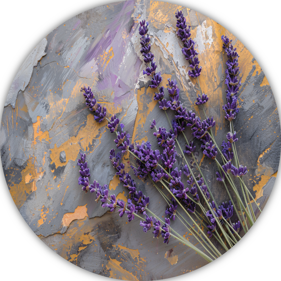 Lavendel in Impressionistische Stijl aluminium muurcirkel