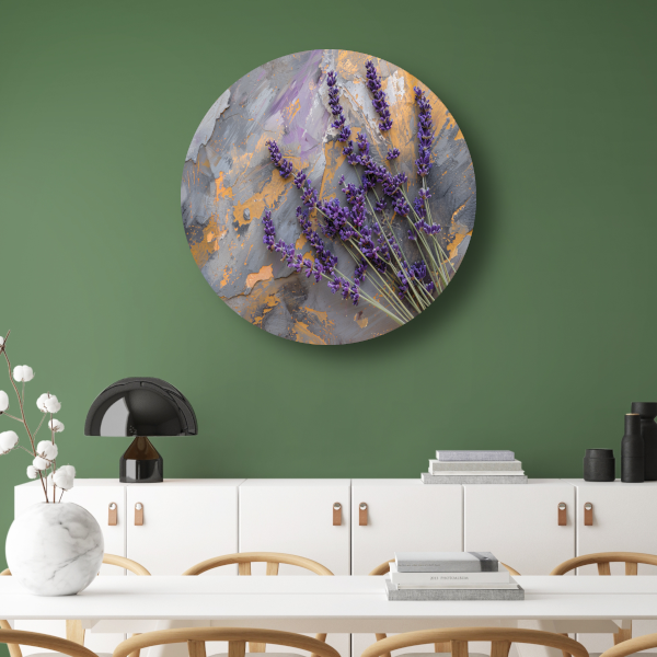 Lavendel in Impressionistische Stijl aluminium muurcirkel