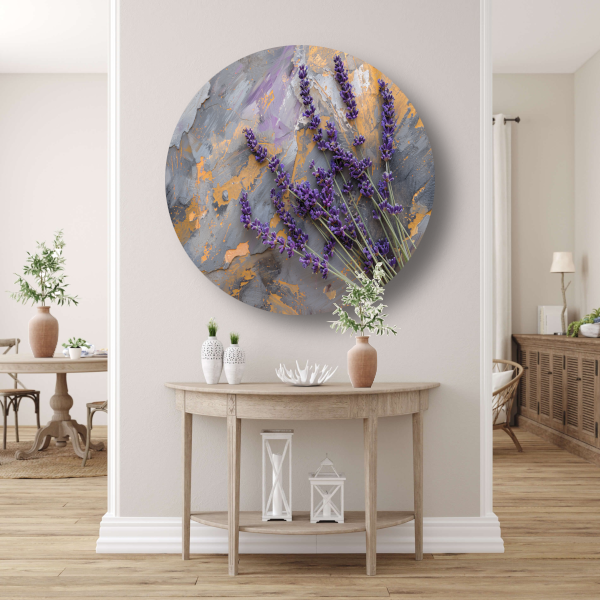 Lavendel in Impressionistische Stijl aluminium muurcirkel