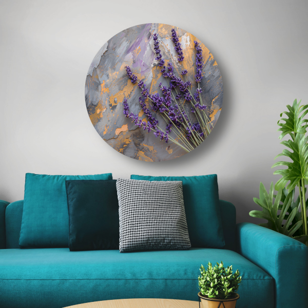 Lavendel in Impressionistische Stijl aluminium muurcirkel