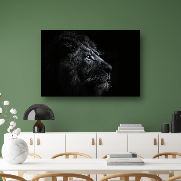 Koninklijke leeuw in zwart-wit portret canvas