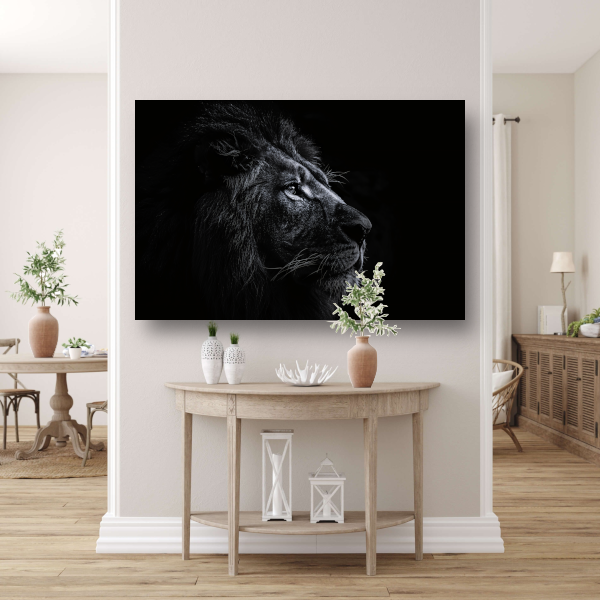 Koninklijke leeuw in zwart-wit portret canvas