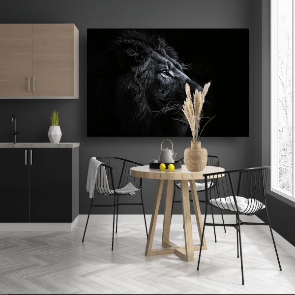 Koninklijke leeuw in zwart-wit portret poster