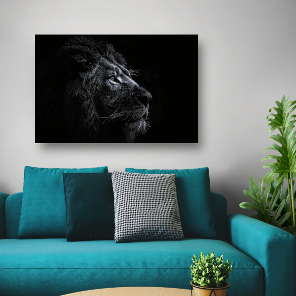 Koninklijke leeuw in zwart-wit portret poster