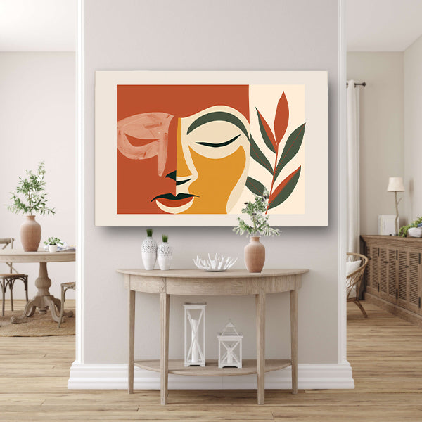 Abstract gezicht met natuurlijke elementen canvas