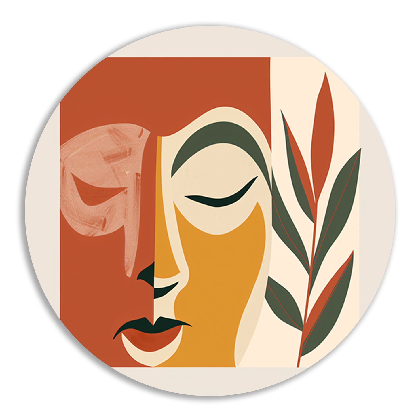 Abstract gezicht met natuurlijke elementen   forex muurcirkel